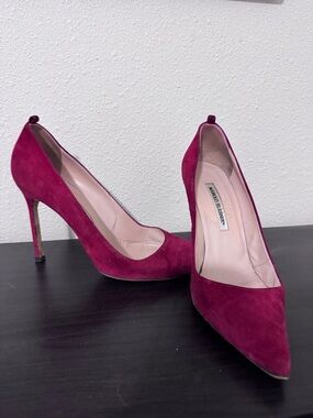 Manolo Blahnik Magenta Suede Pointed-Toe Pumps